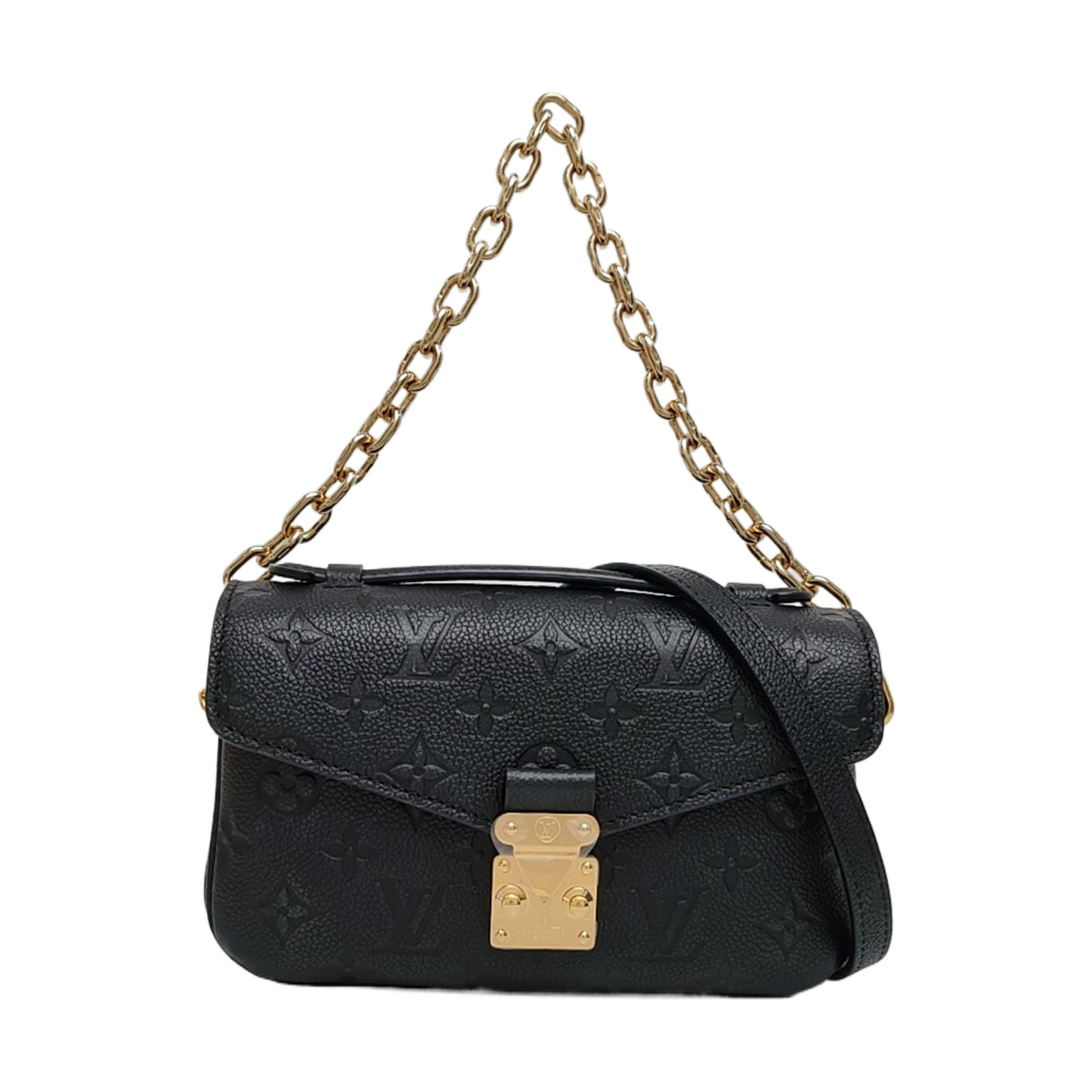 LOUIS VUITTON MÉTIS EAST WEST Black Cowhide Monogram Vernis Stamped Messenger Bag Crossbody Bag Shoulder Bag Handbag Gold Hardware 2 Removable Shoulder Straps Complete Accessories-(SKU)-969165199