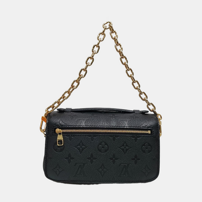 LOUIS VUITTON MÉTIS EAST WEST Black Cowhide Monogram Vernis Stamped Messenger Bag Crossbody Bag Shoulder Bag Handbag Gold Hardware 2 Removable Shoulder Straps Complete Accessories-(SKU)-969165199