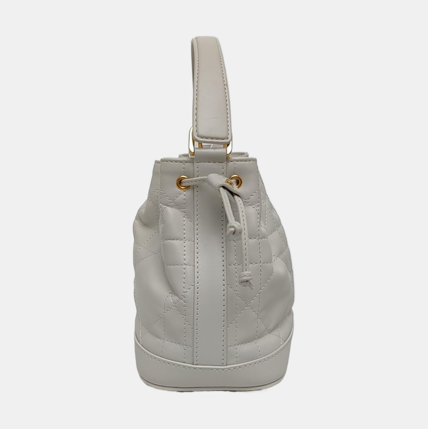 DIOR Jolie White Calfskin Matelassé Shoulder Bag Crossbody Bag Handbag Golden Black Hardware Removable Strap Complete Accessories-(SKU)-969151784