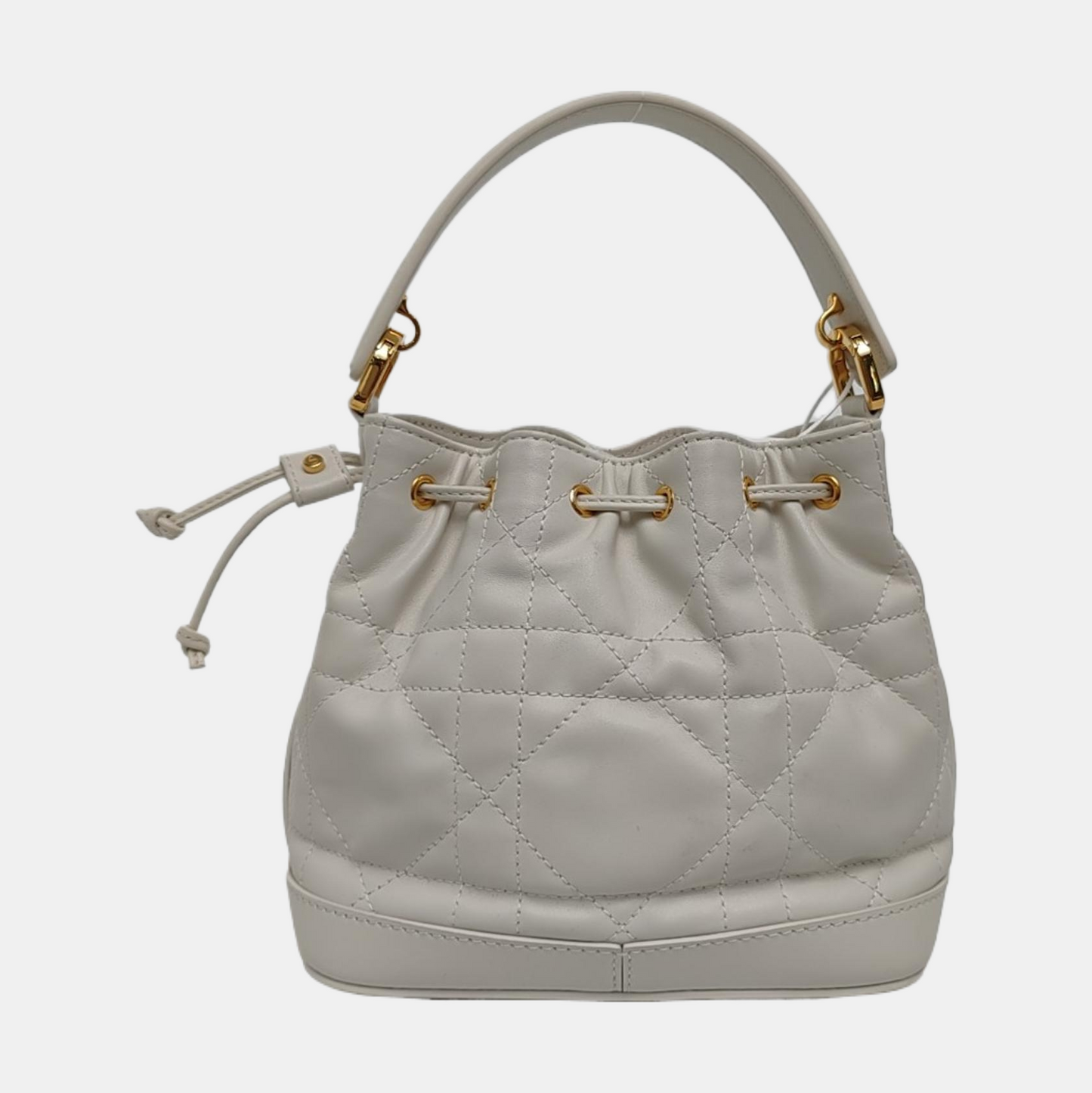 DIOR Jolie White Calfskin Matelassé Shoulder Bag Crossbody Bag Handbag Golden Black Hardware Removable Strap Complete Accessories-(SKU)-969151784