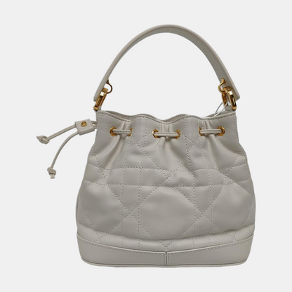 DIOR Jolie White Calfskin Matelassé Shoulder Bag Crossbody Bag Handbag Golden Black Hardware Removable Strap Complete Accessories-(SKU)-969151784