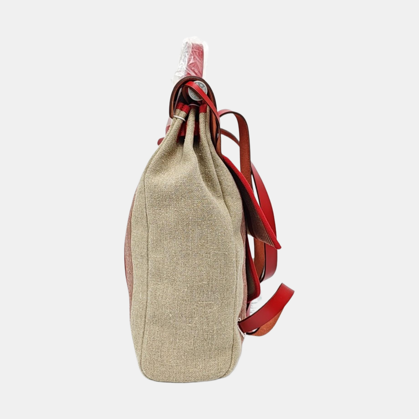 HERMÈS Herbag Beige Canvas Backpack and Tote Bag with Silver Hardware, Detachable Strap, Z-(SKU)-969072208