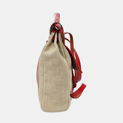HERMÈS Herbag Beige Canvas Backpack and Tote Bag with Silver Hardware, Detachable Strap, Z-(SKU)-969072208