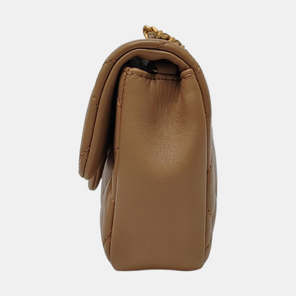 CHANEL CLASSIC FLAP Mini Khaki Lamb Leather Quilted Chevron Shoulder Crossbody Bag Golden Hardware-(SKU)-969262802