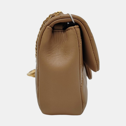 CHANEL CLASSIC FLAP Mini Khaki Lamb Leather Quilted Chevron Shoulder Crossbody Bag Golden Hardware-(SKU)-969262802