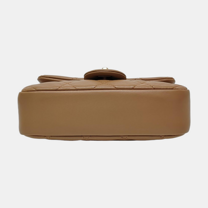 CHANEL CLASSIC FLAP Mini Khaki Lamb Leather Quilted Chevron Shoulder Crossbody Bag Golden Hardware-(SKU)-969262802