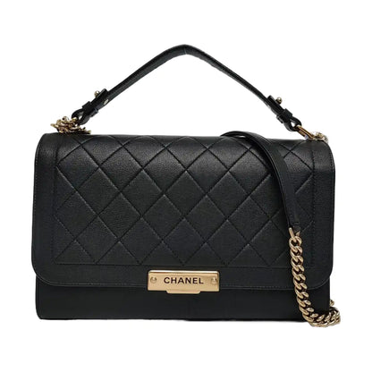 CHANEL LABEL CLICK Black Calfskin Shoulder Bag Golden Hardware 23 Clasp-(SKU)-969413962