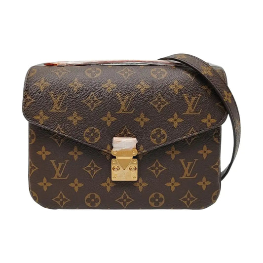 LOUIS VUITTON MÉTIS Medium Brown Coated Canvas Monogram Vernis Messenger Bag Crossbody Bag Shoulder Bag Tote Bag Adjustable Strap Golden Hardware Complete Accessories-(SKU)-969538563