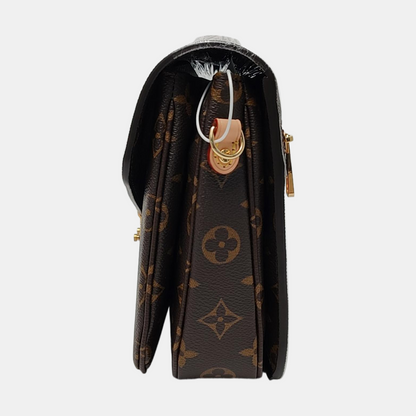 LOUIS VUITTON MÉTIS Medium Brown Coated Canvas Monogram Vernis Messenger Bag Crossbody Bag Shoulder Bag Tote Bag Adjustable Strap Golden Hardware Complete Accessories-(SKU)-969538563