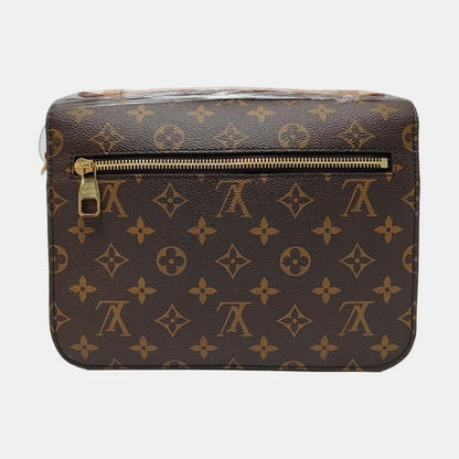 LOUIS VUITTON MÉTIS Medium Brown Coated Canvas Monogram Vernis Messenger Bag Crossbody Bag Shoulder Bag Tote Bag Adjustable Strap Golden Hardware Complete Accessories-(SKU)-969538563