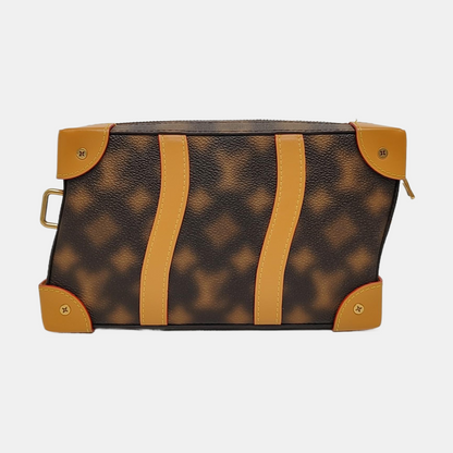 LOUIS VUITTON SOFT TRUNK Brown Coated Canvas Shoulder Bag Crossbody Bag Gold Hardware Removable Strap-(SKU)-969476691