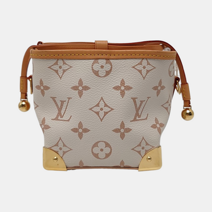 LOUIS VUITTON NOÉ PURSE LV CHARMS Beige Coated Canvas Monogram Vernis Baguette Bag Shoulder Bag Crossbody Bag Gold Hardware 2 Removable Shoulder Straps Complete Accessories-(SKU)-969254431