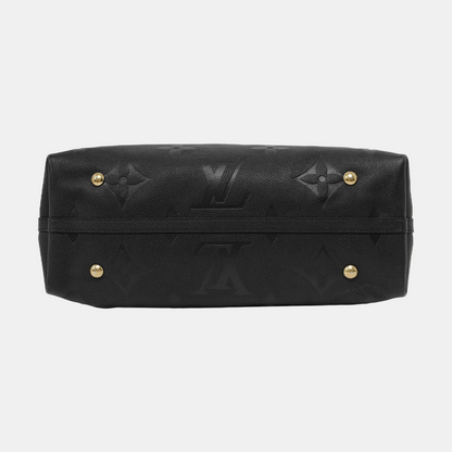 LOUIS VUITTON CARRYALL Medium Black Leather Monogram Crinkle Samurai Shoulder Bag Tote with Gold Hardware and Removable Strap-(SKU)-963988970