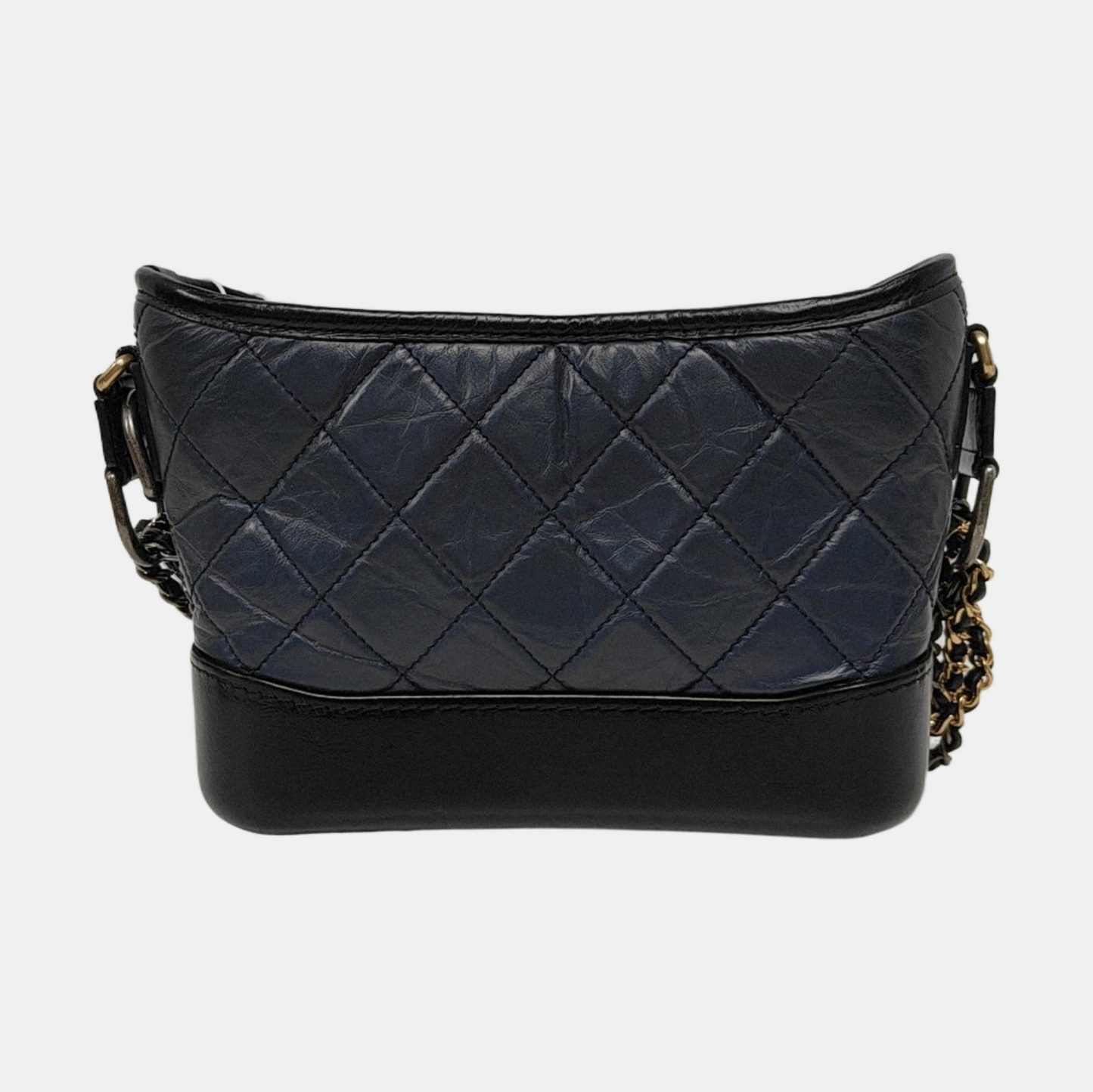 CHANEL GABRIELLE Small Size Dark Blue Leather Quilted Shoulder Bag Tote Bag Crossbody Bag Removable Strap-(SKU)-969480894