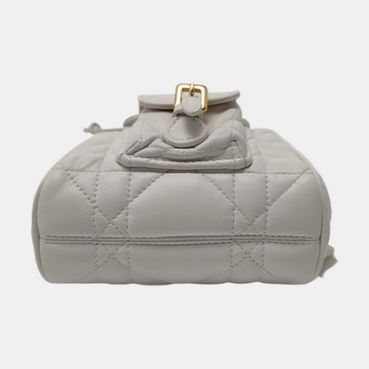 DIOR Dior Caro White Lamb Skin Woven Check Double Shoulder Bag Golden Hardware-(SKU)-969428669