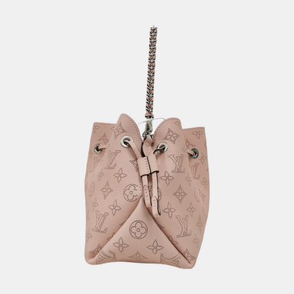 LOUIS VUITTON BELLA Pink Calfskin Monogram Woven Handbag Crossbody Shoulder Bag with Detachable Strap and Silver Hardware, Pockets-(SKU)-969158612