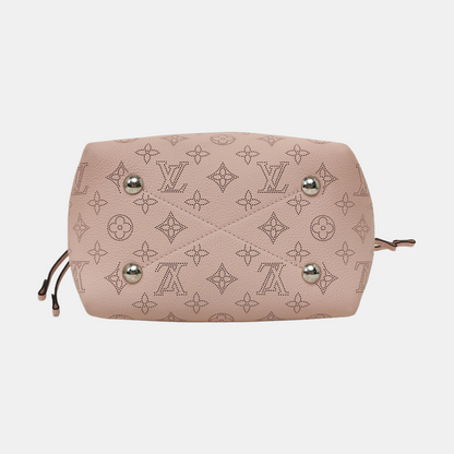 LOUIS VUITTON BELLA Pink Calfskin Monogram Woven Handbag Crossbody Shoulder Bag with Detachable Strap and Silver Hardware, Pockets-(SKU)-969158612