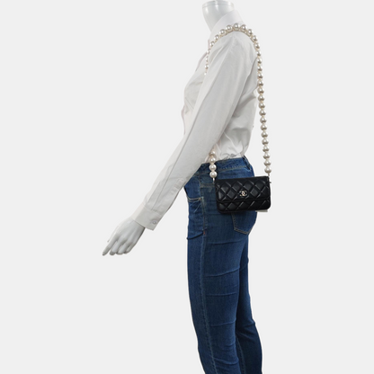 CHANEL WOC Black Lamb Skin Quilted Single Shoulder Bag Golden Hardware 31 Openings-(SKU)-969281710