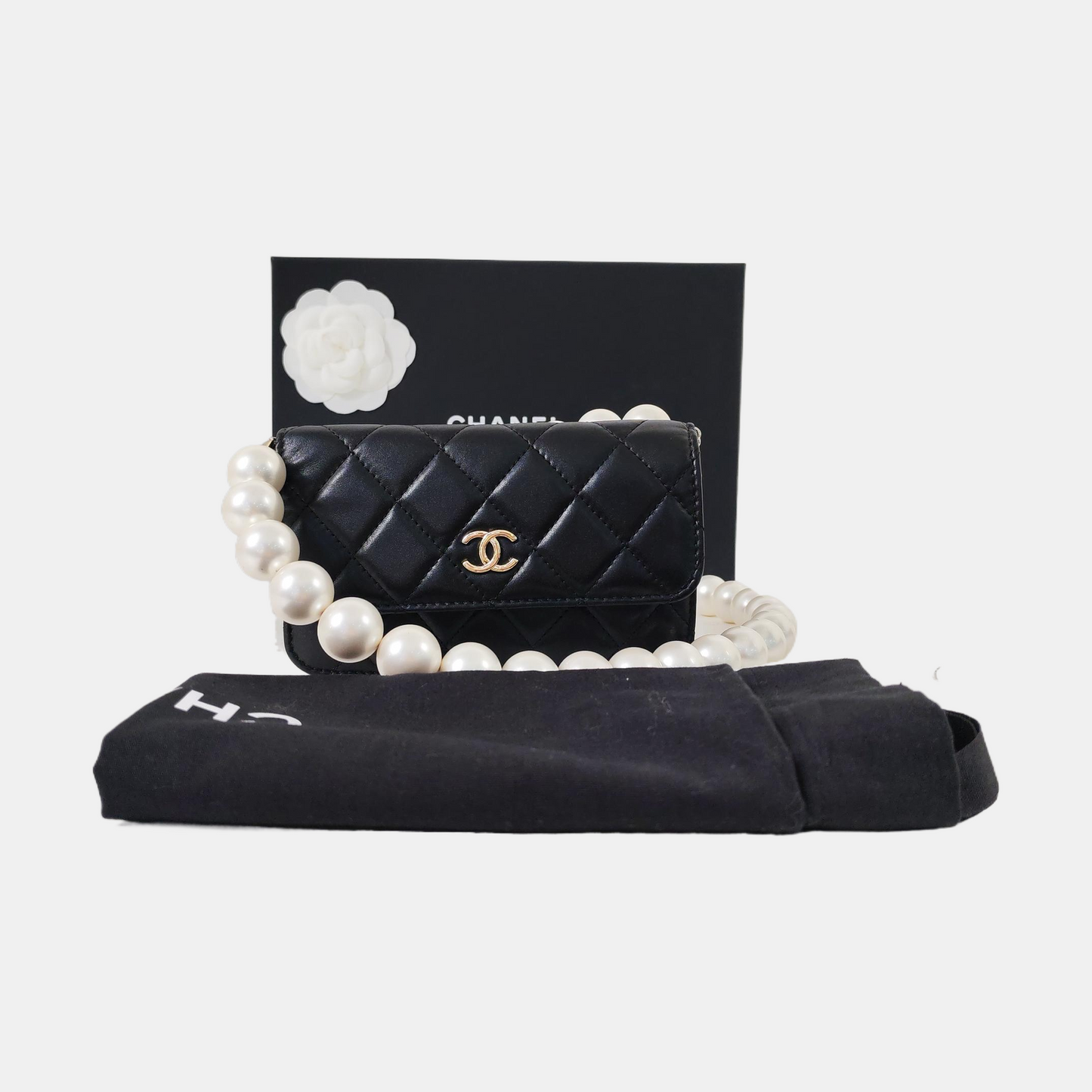 CHANEL WOC Black Lamb Skin Quilted Single Shoulder Bag Golden Hardware 31 Openings-(SKU)-969281710