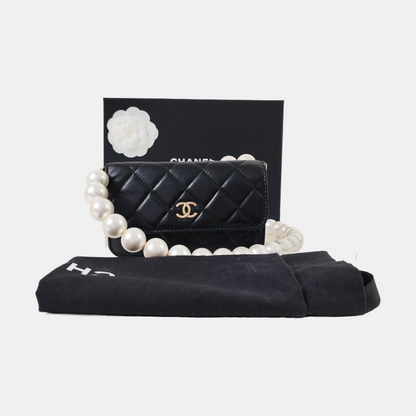 CHANEL WOC Black Lamb Skin Quilted Single Shoulder Bag Golden Hardware 31 Openings-(SKU)-969281710