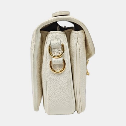 LOUIS VUITTON MÉTIS EAST WEST White Leather Monogram Embossed Messenger Bag Crossbody Tote Bag Shoulder Bag Golden Hardware Removable Shoulder Strap-(SKU)-963714224