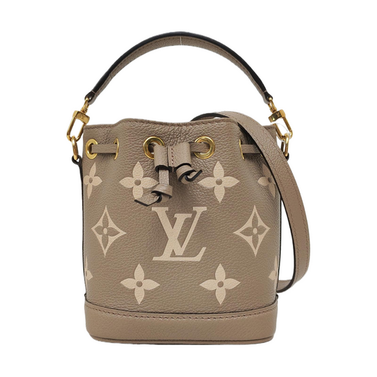 LOUIS VUITTON NOÉ Nano Grey Leather Monogram Water Ripple Bucket Bag Single Shoulder Bag Crossbody Bag with Detachable Strap-(SKU)-969624255