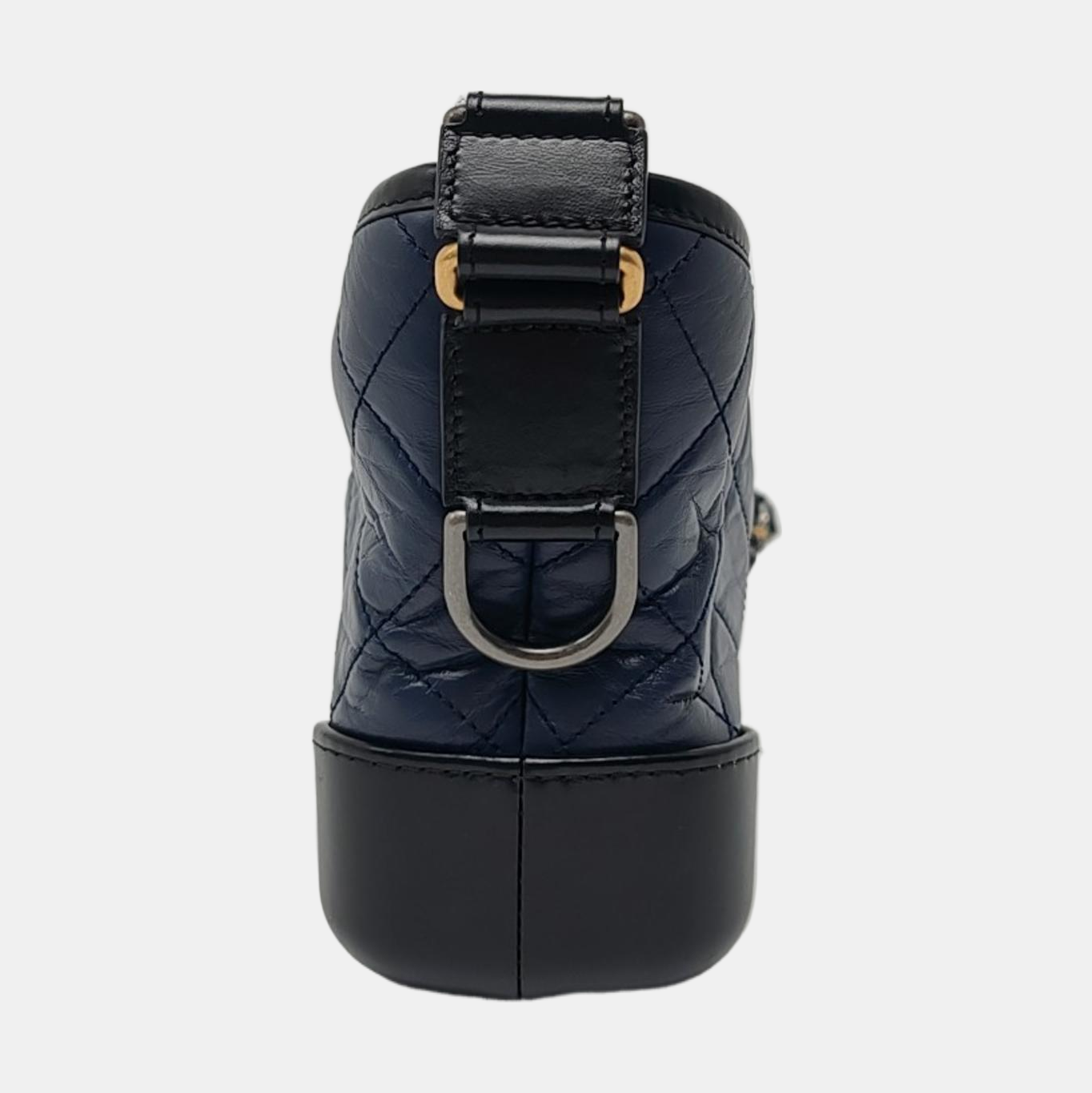 CHANEL GABRIELLE Small Deep Blue Calfskin Leather Quilted Hobo Shoulder Bag 28 Clasp Gold Silver Rhodium Hardware Removable Shoulder Strap-(SKU)-969331059