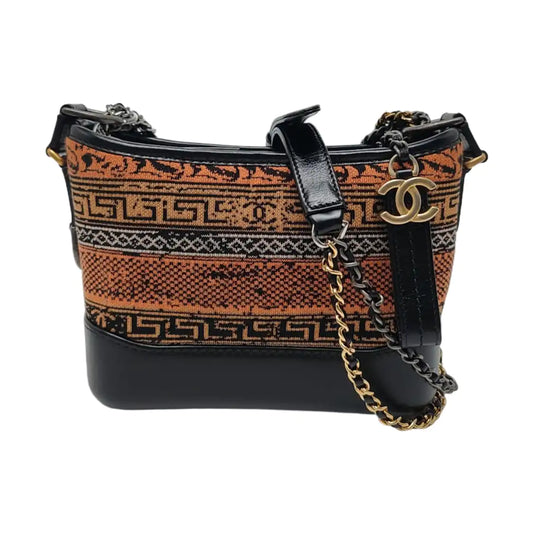 CHANEL GABRIELLE Small Colorful Jacquard Fabric Hobo Shoulder Bag Crossbody Bag 25 Clasp Gold Silver Hardware Removable Shoulder Strap-(SKU)-969483161