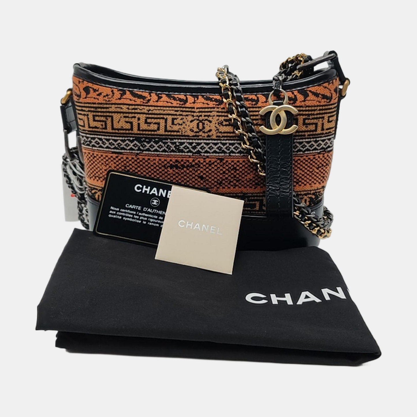 CHANEL GABRIELLE Small Colorful Jacquard Fabric Hobo Shoulder Bag Crossbody Bag 25 Clasp Gold Silver Hardware Removable Shoulder Strap-(SKU)-969483161