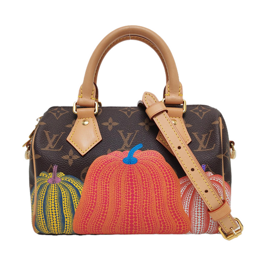 LOUIS VUITTON SPEEDY 20 Brown Coated Canvas Monogram Print Single Shoulder Bag Handbag Crossbody Bag Detachable Strap-(SKU)-969020849