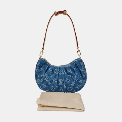 LOUIS VUITTON POCHETTE VALLEY Blue Denim Monogram Jacquard Handbag Shoulder Bag Gold Hardware Detachable Strap-(SKU)-969614948