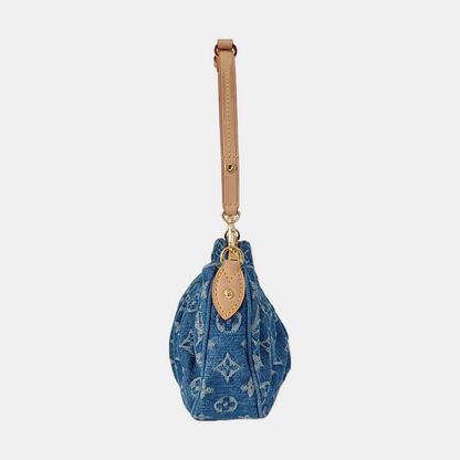 LOUIS VUITTON POCHETTE VALLEY Blue Denim Monogram Jacquard Handbag Shoulder Bag Gold Hardware Detachable Strap-(SKU)-969614948