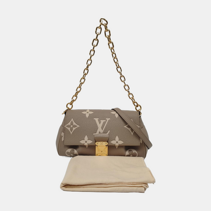 LOUIS VUITTON FAVORITE Gray Cowhide Embossed Shoulder Bag Crossbody 2 Removable Straps Golden Hardware-(SKU)-969275114