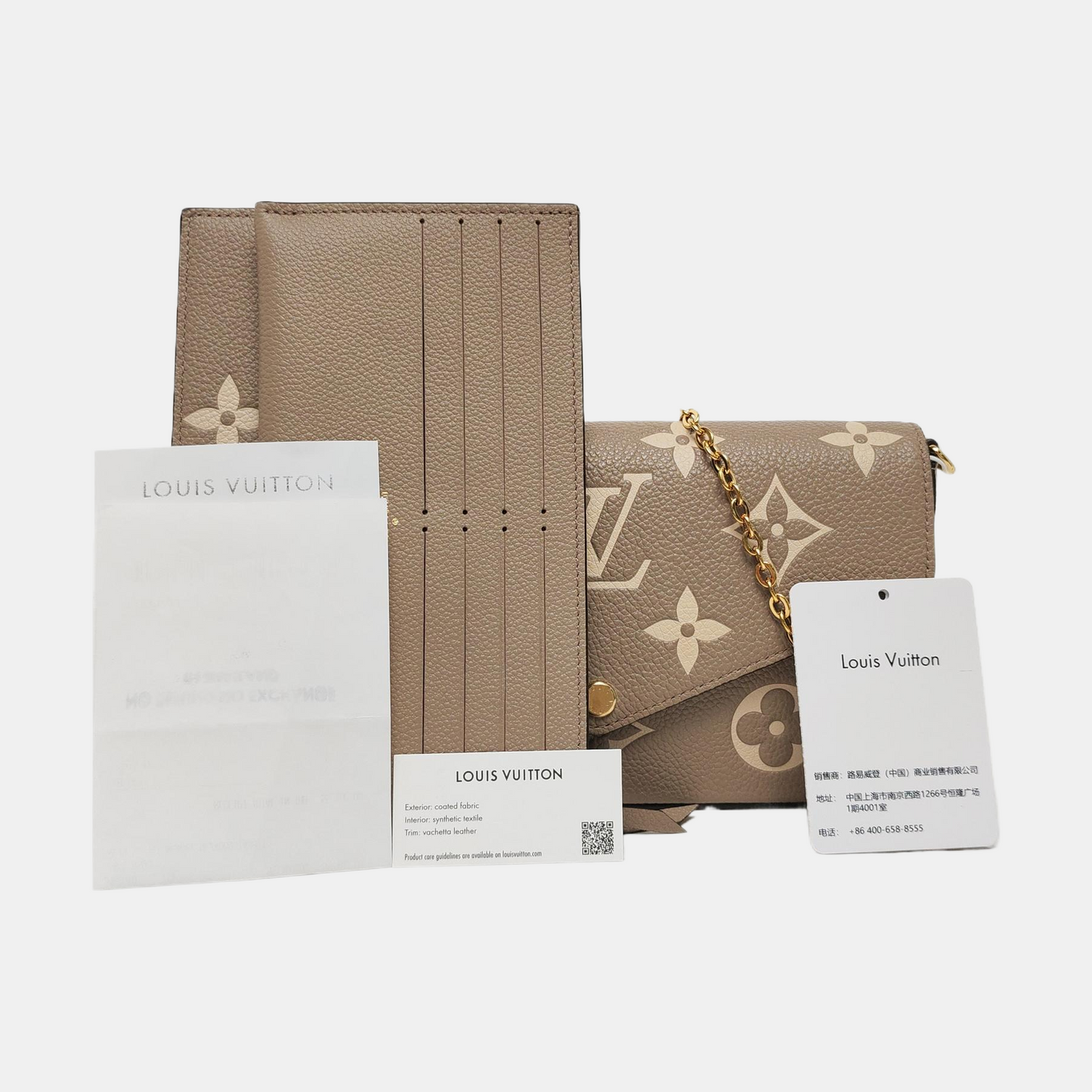 LOUIS VUITTON FÉLICIE Grey Calfskin Monogram Embossed 3-in-1 Shoulder Bag Crossbody with Removable Straps-(SKU)-969625454