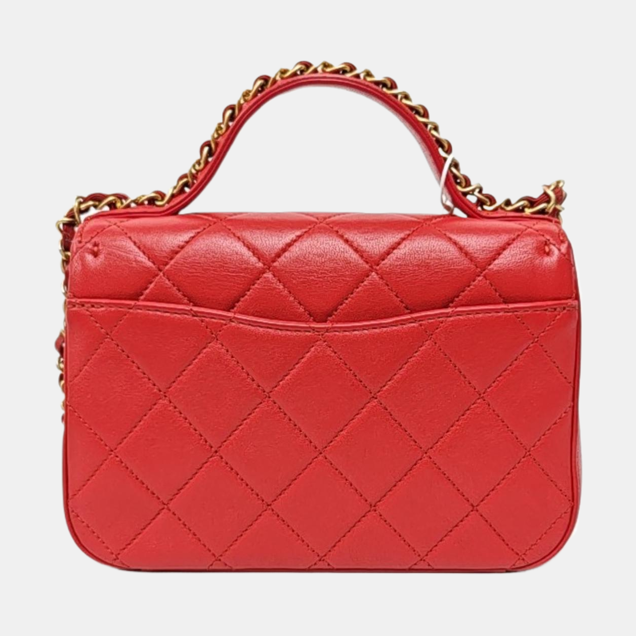 CHANEL CHAIN INFINITY TOP HANDLE Medium Size Red Grained Leather Quilted Shoulder Bag Handbag Crossbody Bag Detachable Strap Golden Hardware 28cm-(SKU)-969743804
