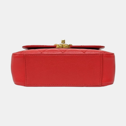 CHANEL CHAIN INFINITY TOP HANDLE Medium Size Red Grained Leather Quilted Shoulder Bag Handbag Crossbody Bag Detachable Strap Golden Hardware 28cm-(SKU)-969743804