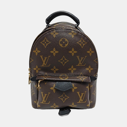 LOUIS VUITTON PALM SPRINGS Mini Brown Coated Canvas Monogram Backpack, Handbag, Crossbody Bag, Gold Hardware, 2 Detachable Shoulder Straps-(SKU)-969911480