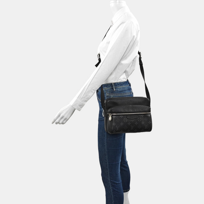 LOUIS VUITTON OUTDOOR Small Black Calfskin Monogram Messenger Bag Shoulder Bag Crossbody with Silver Hardware-(SKU)-969653637