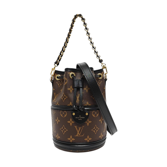 LOUIS VUITTON CANOÉ Brown Coated Canvas Monogram Shoulder Bag Crossbody Bag Golden Hardware 2 Removable Straps-(SKU)-969653970