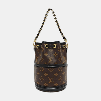 LOUIS VUITTON CANOÉ Brown Coated Canvas Monogram Shoulder Bag Crossbody Bag Golden Hardware 2 Removable Straps-(SKU)-969653970