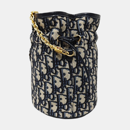 DIOR 30 Montaigne Mini Blue Fabric Monogram Embossed Shoulder Bag Tote Crossbody Bag Gold Hardware Removable Strap-(SKU)-969653781