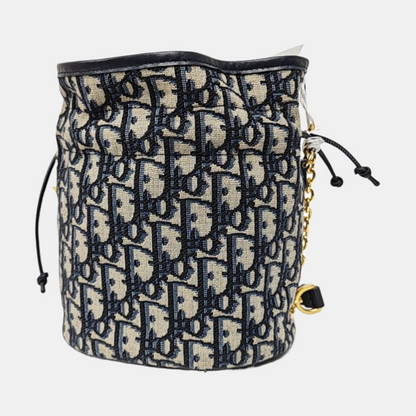 DIOR 30 Montaigne Mini Blue Fabric Monogram Embossed Shoulder Bag Tote Crossbody Bag Gold Hardware Removable Strap-(SKU)-969653781