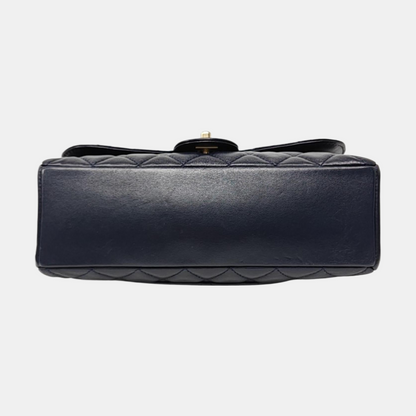 CHANEL CLASSIC SINGLE FLAP Medium Deep Blue Lamb Leather Quilted Single Shoulder Bag Crossbody Bag Golden Hardware 21 Clutch-(SKU)-969199227