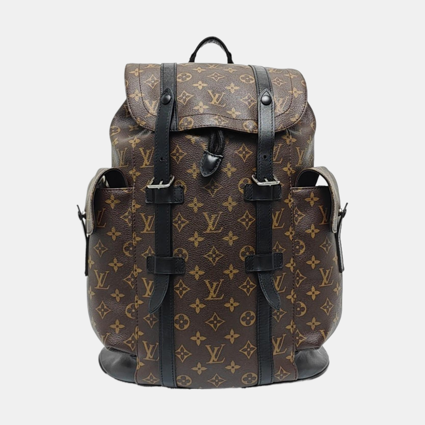 LOUIS VUITTON CHRISTOPHER Small Brown Coated Canvas Monogram Backpack with Silver Hardware-(SKU)-969646194