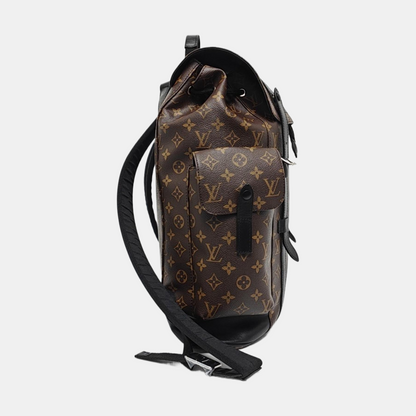 LOUIS VUITTON CHRISTOPHER Small Brown Coated Canvas Monogram Backpack with Silver Hardware-(SKU)-969646194