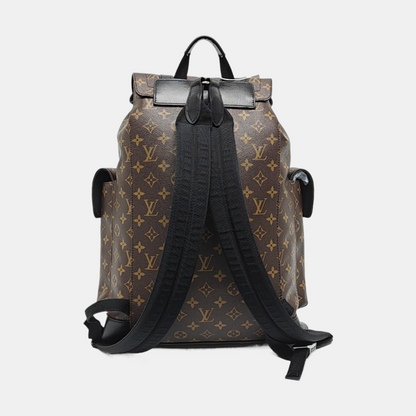LOUIS VUITTON CHRISTOPHER Small Brown Coated Canvas Monogram Backpack with Silver Hardware-(SKU)-969646194
