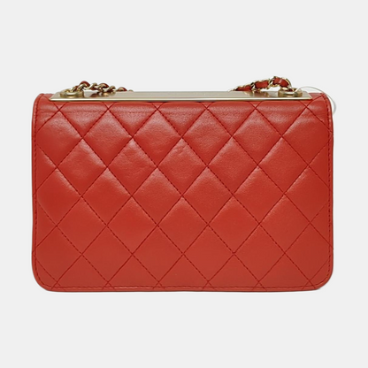 CHANEL WOC Red Lamb Skin Quilted Shoulder Bag Crossbody Bag Golden Hardware 22 Clasp-(SKU)-969580158