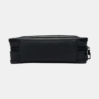 LOUIS VUITTON SOFT TRUNK Black Leather Monogram Black Crossbody Bag Single Shoulder Bag with Detachable Strap and Black Hardware-(SKU)-969594578