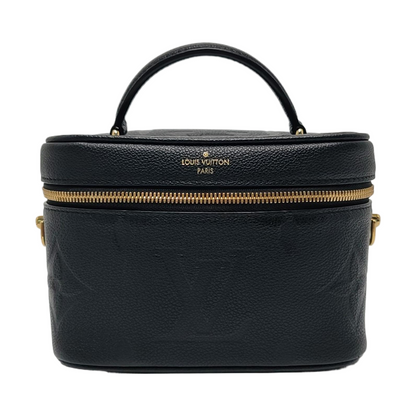LOUIS VUITTON NICE Small Black Leather Vintage Embossed Shoulder Bag Tote Bag Crossbody Bag Gold Hardware Removable Strap-(SKU)-970099706