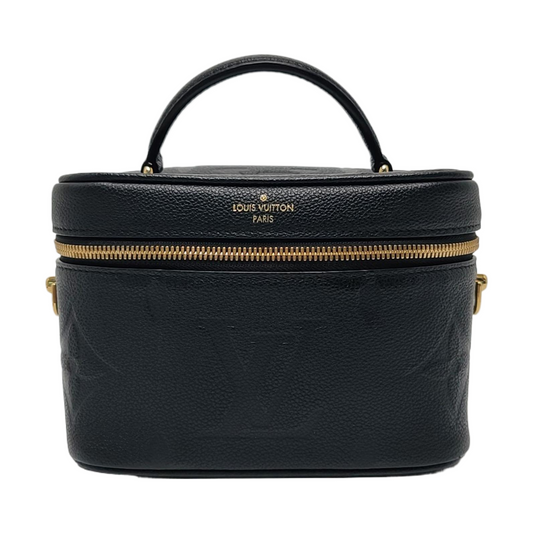 LOUIS VUITTON NICE Small Black Leather Vintage Embossed Shoulder Bag Tote Bag Crossbody Bag Gold Hardware Removable Strap-(SKU)-970099706